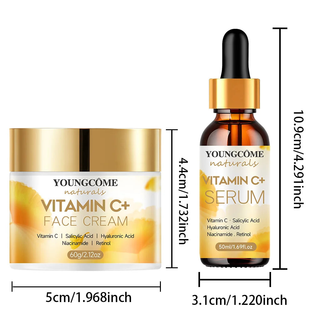 1set Vitamin C Skin care Set Face Anti Aging Firming Lifting Fade Fine Lines Whitening the moisturizing face cream Shrink Pores