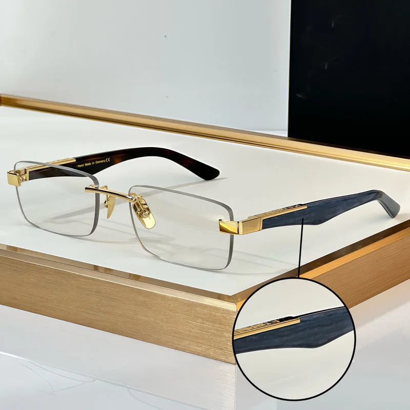 THE ARTIST III Designer Rimless Sunglasses Rectangle Men Alloy Acetate Germany Brand Trendy Classical High Quality Women UV400