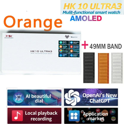 New Origina HK10 ULTRA 3 Smartwatch Men 4G ROM ChatGPT NFC Compass HK9 ULTRA2 MAX Upgrade Watches Sports BT Call Smart Watch Men