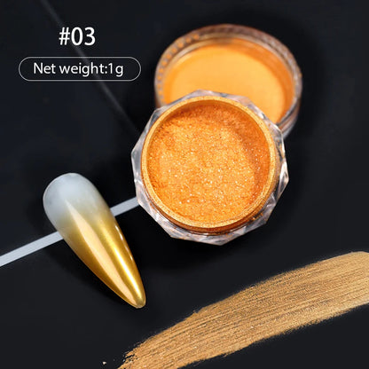 1 Box Aurora White Chrome Nail Powder Sparkling Mirror Pearl Pigments Nail Glitter White Rubbing Dust Nail Art Manicure Decorate