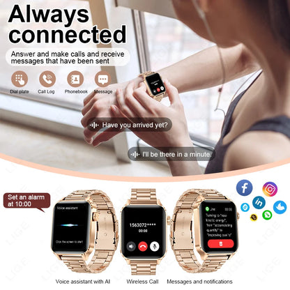 LIGE New Bluetooth Call Smart Watches Women Wrist Watch Sports Fitness Watches IP68 Waterproof Smartwatch For Android iOS iPhone