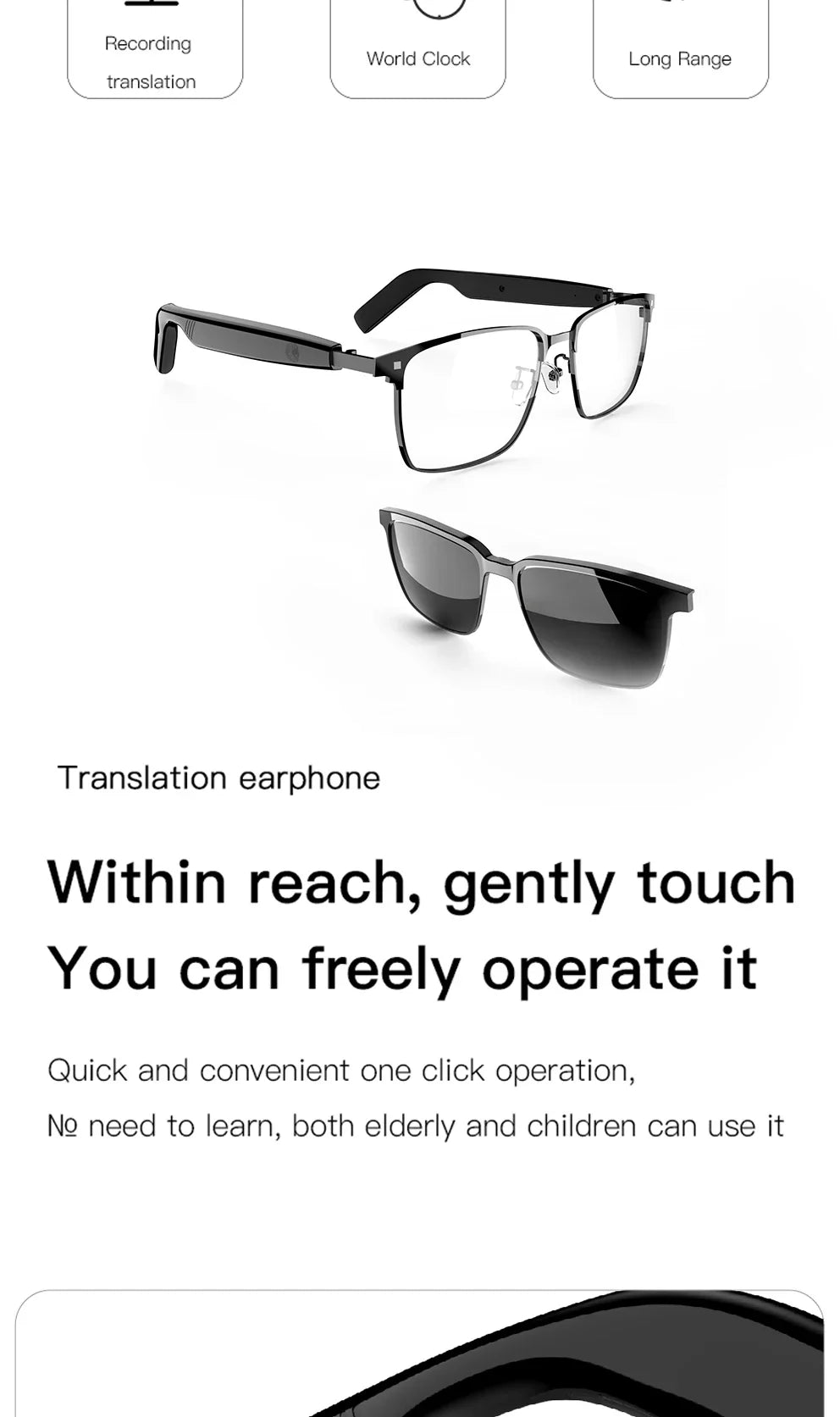 Smart Glasses SG20 Pro AI Intelligent Driver Sunglasses Touch Earphone with 144 Languages Online Translation for Men Women