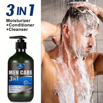 Men 3-in-1 Body, Hair and Face Wash, Rebuild Light Beige in the Shower with Plant-Based Cleansers and Moisturizers