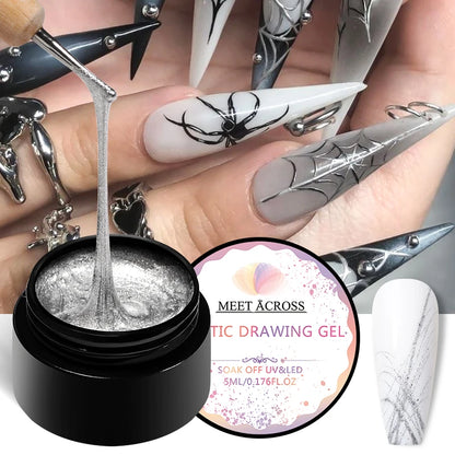 Spider Wire Drawing Gel Nail Polish Black White Spider Web Gel Nail Art Design Painting Liner Gel Semi Permanent Nails Varnish