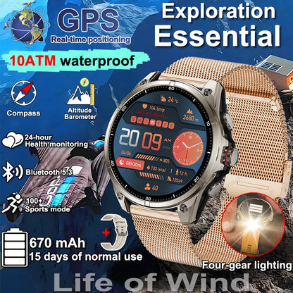 2025 New Premium GPS Smart Watches Outdoor Altimeter Barometer AMOLED Screen Built-in GPS Compass Military Sports Smartwatch Men