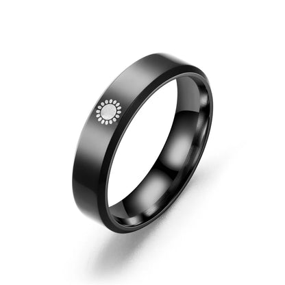 Starry Fleld 6mm Sun and Moon Couple Rings, Titanium Steel Engagement Rings for Men and Women, Featuring Sun and Moon Elements