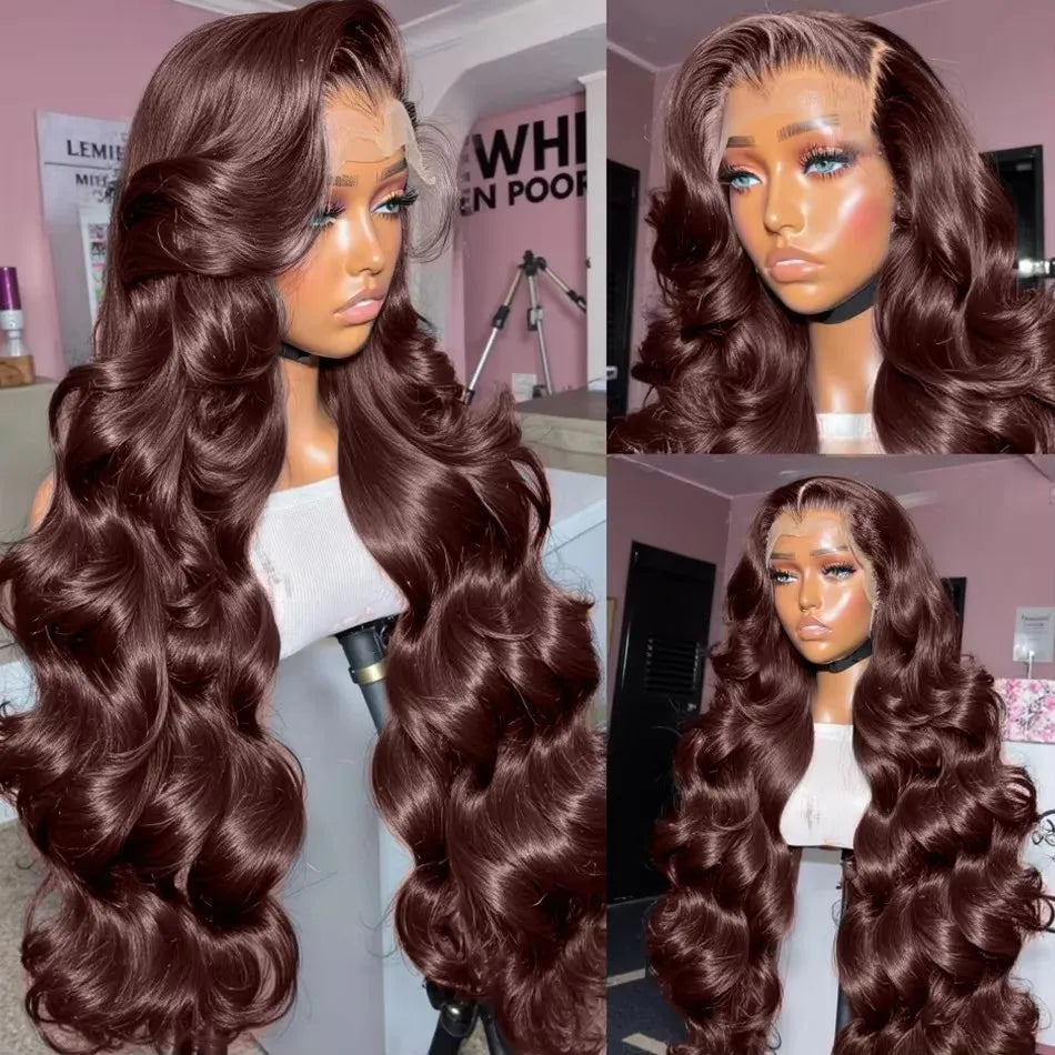 Luvin Brazilian Chocolate Brown Wig Body Wave Chocolate Brown Human Hair Wigs Body Wave Lace Front Wig 13x6 Brown Wig For Women