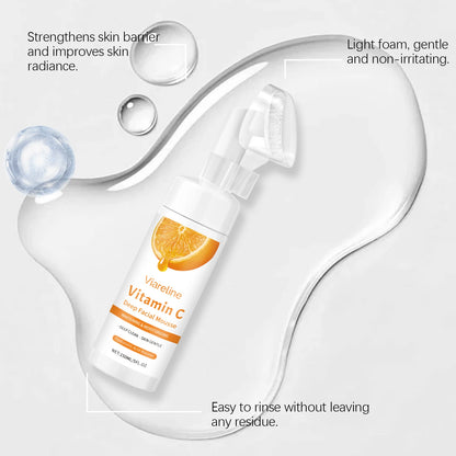 Vitamin C Facial Cleanser Deep Cleansing Oil Control Reduce Blackhead Remove Pore Clogging Moisturize Firm Face Cleansing Mousse