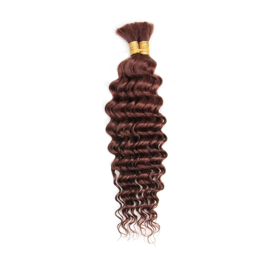 Deep Wave Bulk 100% Human Hair Braiding Blonde Ginger Curly Brazilian Hair for Human Hair Extensions for Micro Braiding No Weft