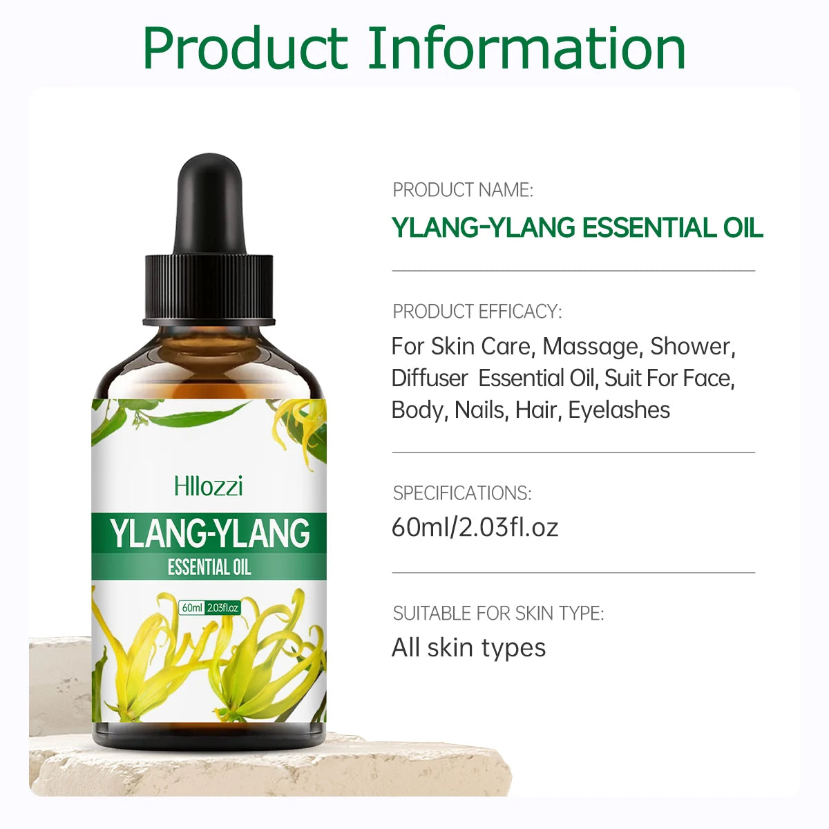 100ml/60ml/30ml Ylang Ylang essential oil For skin care, body care, hydration, long-lasting fragrance, multifunctional essential