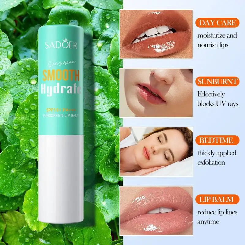 SADOER Lip Sunscreen Solar Blocker Lip Balm Moisturizing Anti Wrinkles Hydrating Whitening Lipstick For Lips Skin Care