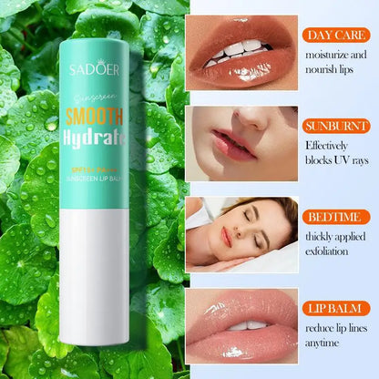 SADOER Lip Sunscreen Solar Blocker Lip Balm Moisturizing Anti Wrinkles Hydrating Whitening Lipstick For Lips Skin Care