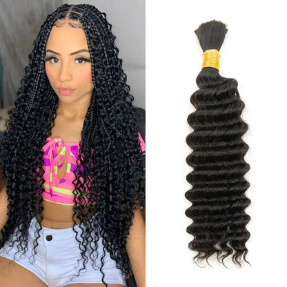 14-22'' Brown Deep Wave Human Hair Bulk For Braiding Highlights Brown No Weft Human Hair Bundles Women Boho Braids Braiding Hair