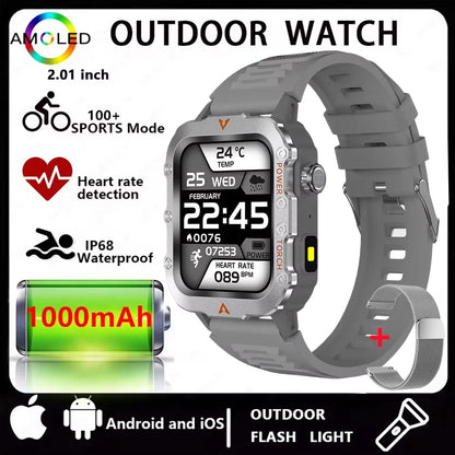 Three Defense Military Men's Smart Watch lP68 Waterproof Outdoor Sports Large Screen Bluetooth Call Smartwatch For Android IOS