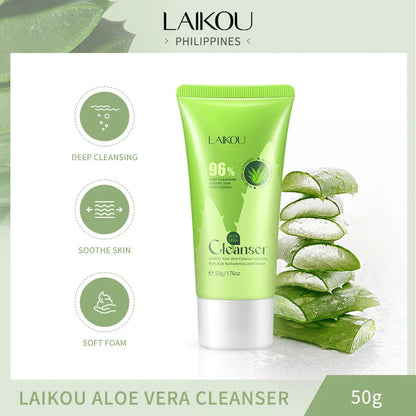 50g Aloe Vera Facial Cleanser Shrink Pores Oil Control Moisturizing Acne Anti Aging Wrinkle Hydration Cleansing Face Skin Care