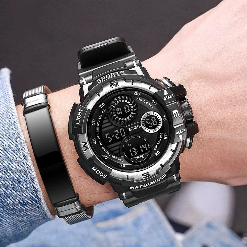 Black Digital Watch for Men Sports Watches Waterproof Outdoor Chronograph Hand Clock G Infantry Shock Student Wristwatch