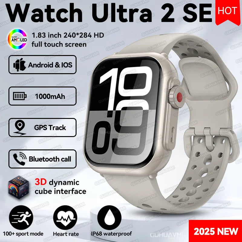 2025 New 1000mAh Long Battery Life Smartwatch Men Bluetooth Call Waterproof 1.83 inch Full Touch Fitness Sport Smart Watch Women