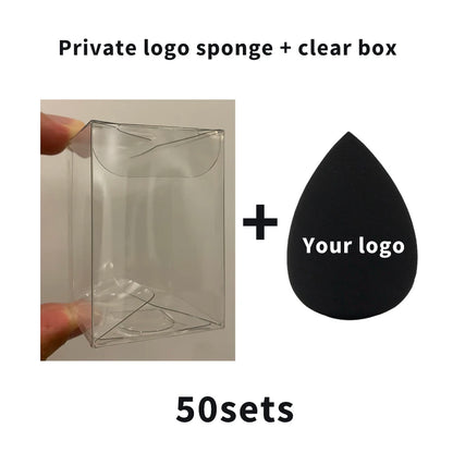 Custom Your Logo Cosmetics Beauty Sponge Latex Free and Vegan Makeup Black Sponge Set  Powder Cream Liquid Application with Box