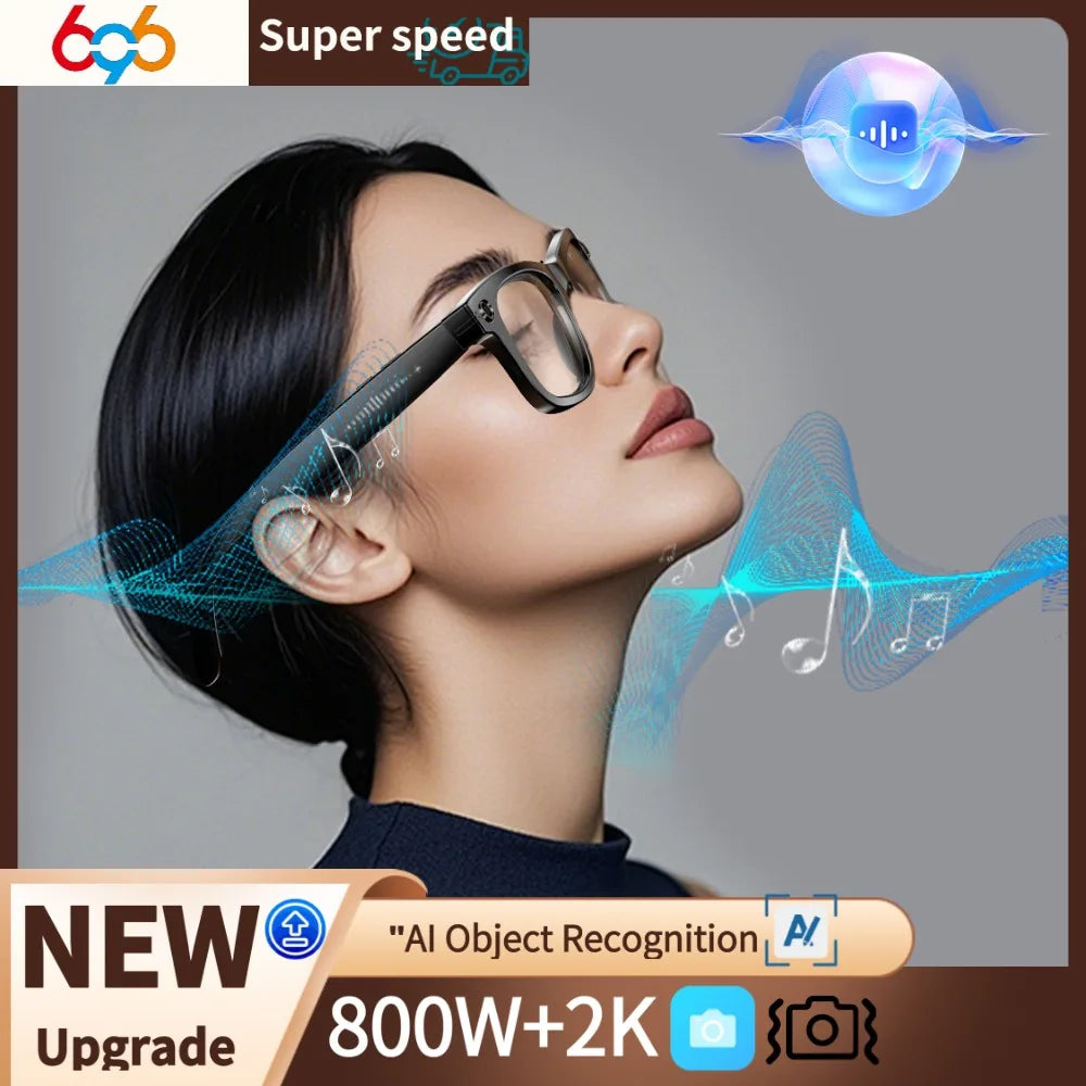 Fashion AI Smart Glasses 8MP Camera Video Recording 100+ Languages Translation Sunglasses Bluetooth Call Music Play Men Women