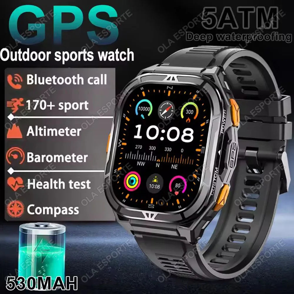 X5 Amoled 5ATM GPS Waterproof SmartWatch Men Built-in Dual-band GNSS Compass Military Sports Tracker Smart Watch Men Women 2025