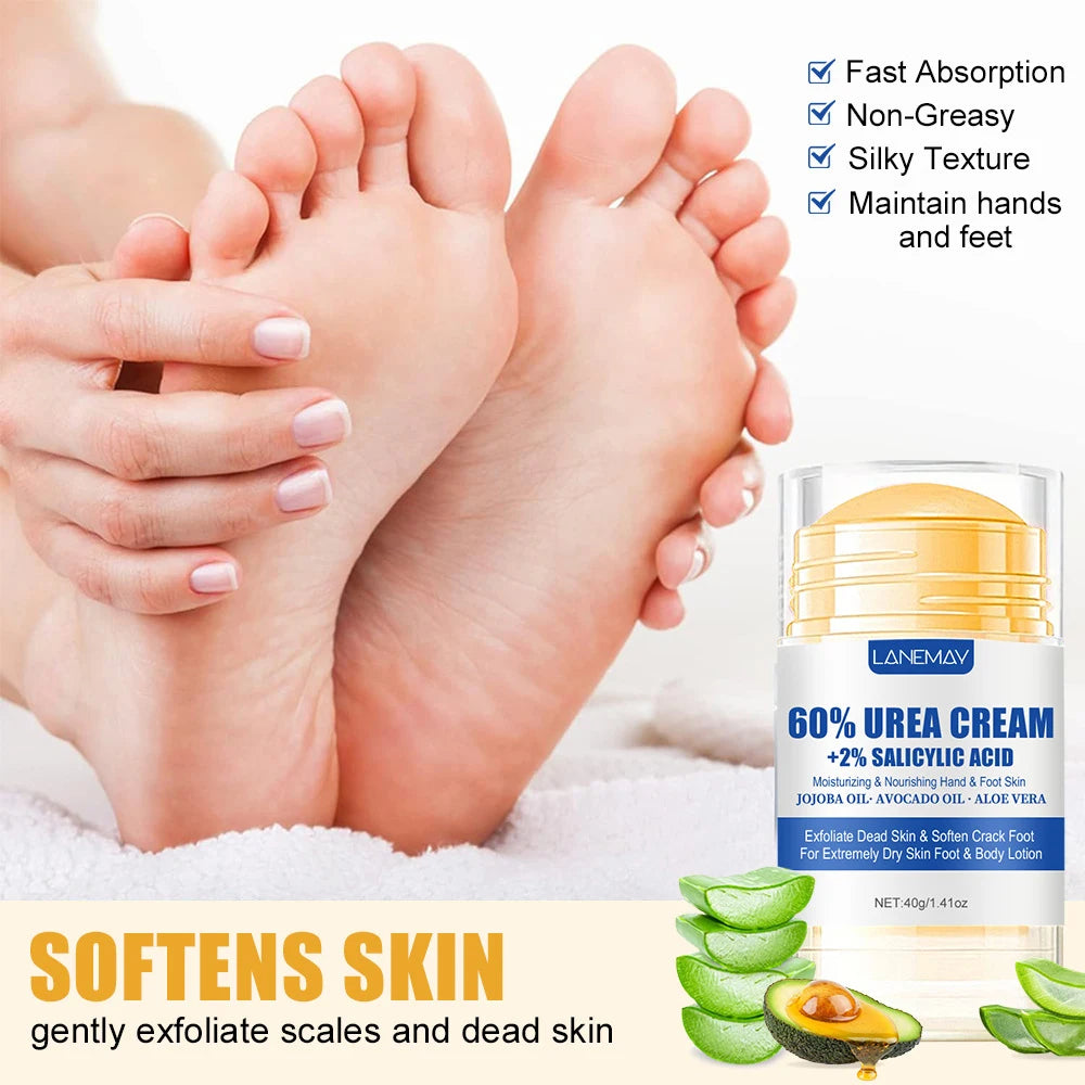 Cracked Foot Cream 60% Urea Ultra-hydrating Aloe Vera For Softening Dry Cracked Feet Gentle Exfoliation Daily Foot Care Cream