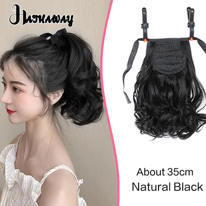 14 Inch Wavy Long Curly Hair Strap-type Pear Flower Curly Wig Ponytail Female Synthetic Fluffy Natural Shopping Commuting Wear