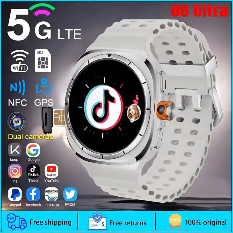 Next Generation U8 Smart Watch Ultimate 4G 5G SIM Card Video Calling GPS Compass WIFI Rotary Camera International 1480mAhBattery