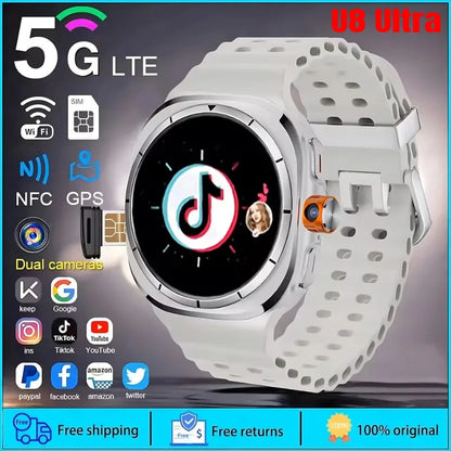 Next Generation U8 Smart Watch Ultimate 4G 5G SIM Card Video Calling GPS Compass WIFI Rotary Camera International 1480mAhBattery