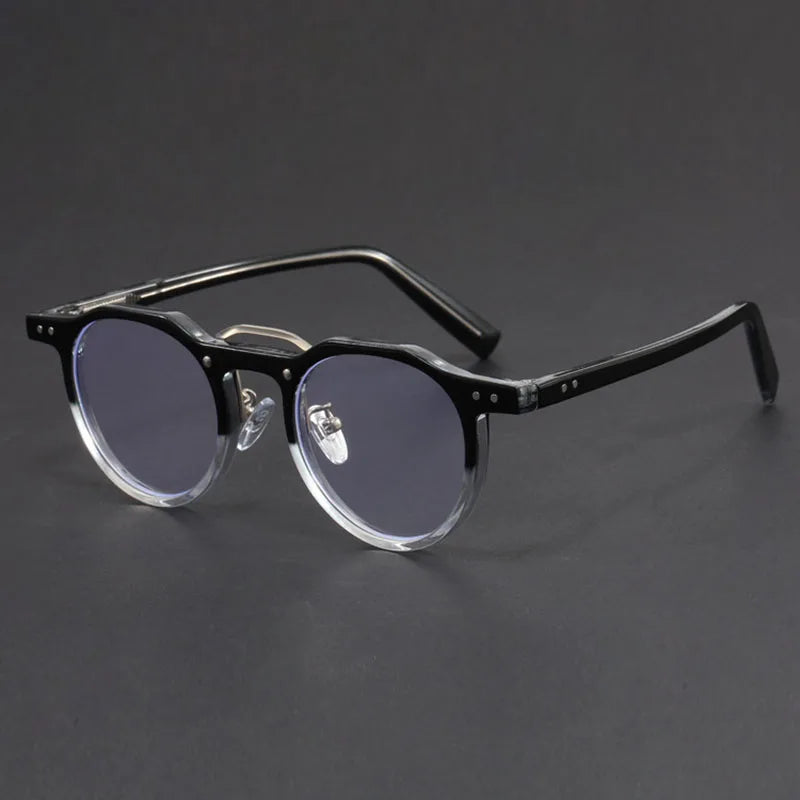Imitation Acetate Round Glasses Frame Retro Japanese Myopia Optical Eyeglasses frame for Men Women Sturdy Metal inset Eyewear