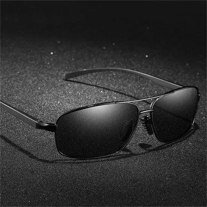 66-20 Men's Large Face Polarized Sunglasses Aluminum Magnesium Rectangular Glasses Driver Sunglasses Driving Glasses Have Degree