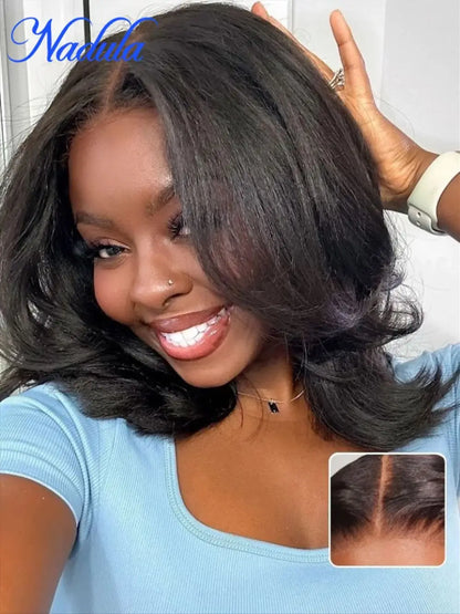 Nadula 7x5 Bye Bye Knots™ & 13x4 Pre-Everything™ Yaki Straight Short Bob Wig Natural Looking Glueless Wig with Invisi Drawstring