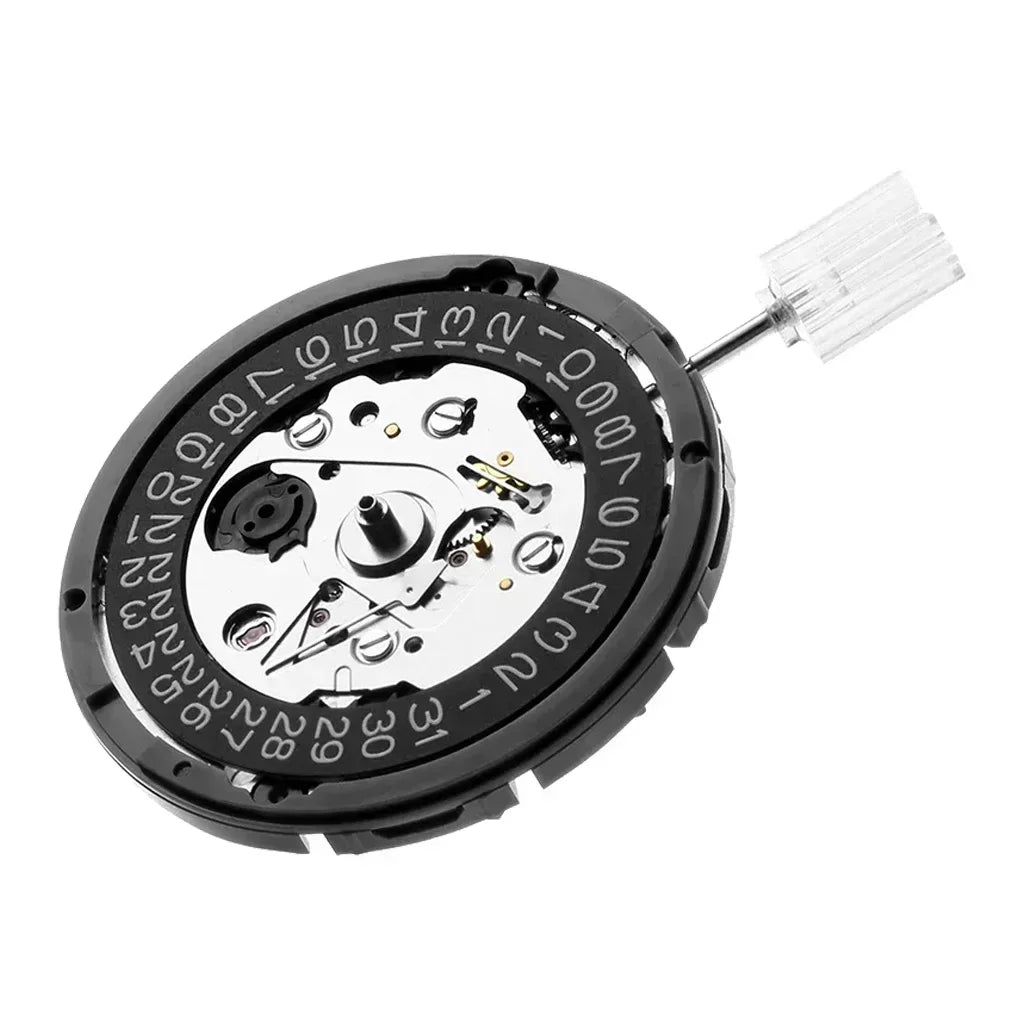 New NH35 24 Jewelry High Accuracy Mechanical Automatic Movement Black Day Date 3 o'clock Crown 3.8'clock Crown