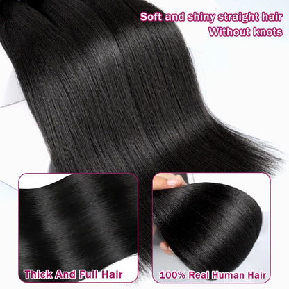38 40 Inch Bone Straight 100% Weave Human Hair Bundles Raw Hair Extensions Brazilian Natural Black 3 4 Bundle Deals Unprocessed