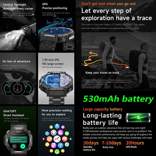 Military Smart Watch T-Rex 3 Bulit-in GPS Compass Altimeter Barometric IP69K Waterproof Watches AMOLED Bluetooth Call Smartwatch