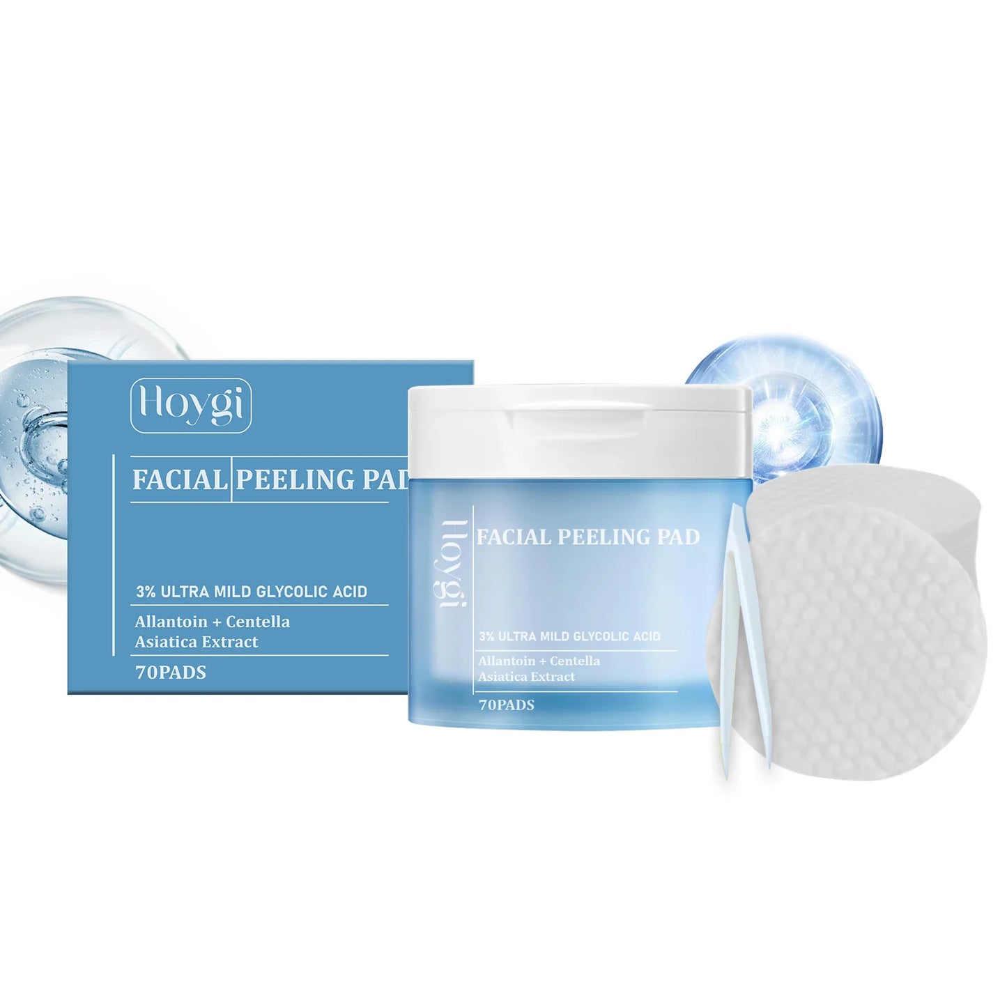 Hoygi Salicylic Acid Exfoliating Pads for Face 70pcs Gentle Skin Brightening Toner Wipes with Glycolic Acid for Smooth Texture
