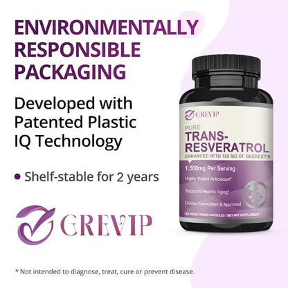 Trans-Resveratrol - Supports Brain Function, Promotes Joint and Heart Health, and Fights Aging