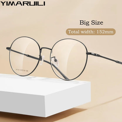 YIMARUILI Ultralight Fashion Big Size Spectacle Frame Round Retro Optical Prescription Men's and Women's Eyeglasses Frame 34759