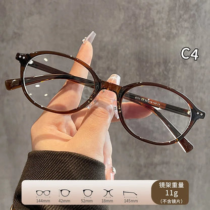 JAEVAR Retro Oval Glasses Frame Ultra Light Oval Women's Glasses Frame TR90 Anti Blue Light Optical Prescription Frame 8171