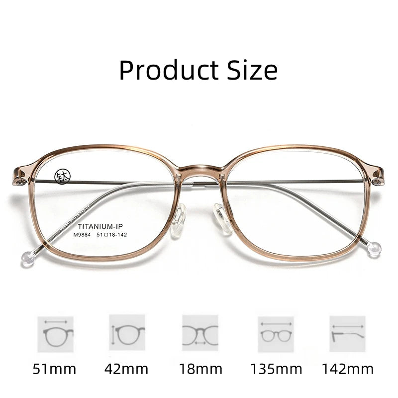 FIRADA 2025 Fashionable Comfortable Glasses Retro Ultra Light Titanium Optical Prescription Eyeglasses Frames For Women 9884-C