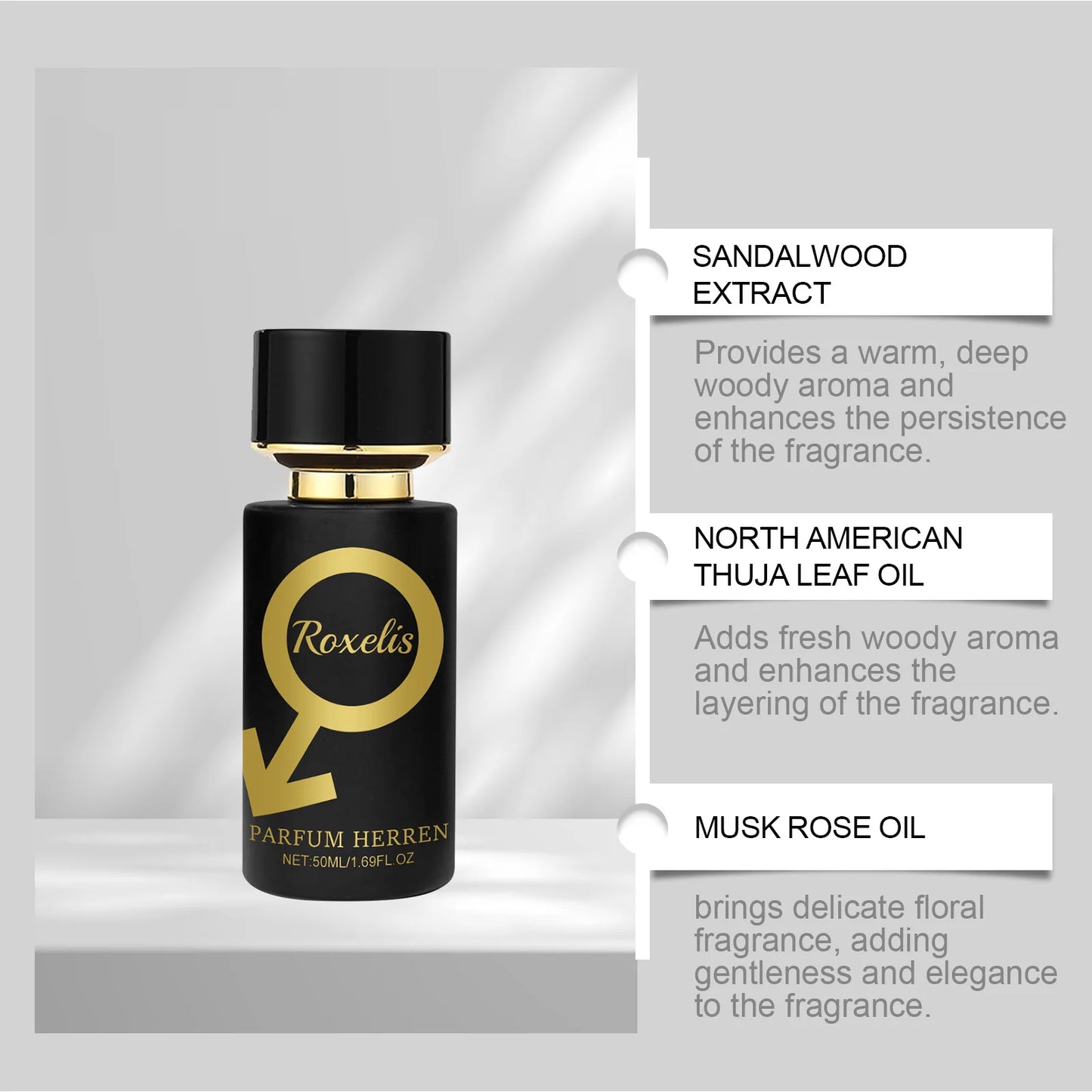 Roxelis Eau De Toilette is Natural, Pure, Mild, Fragrance, Lasting, Charming, Charming, Men's Daily Fragrance Perfume