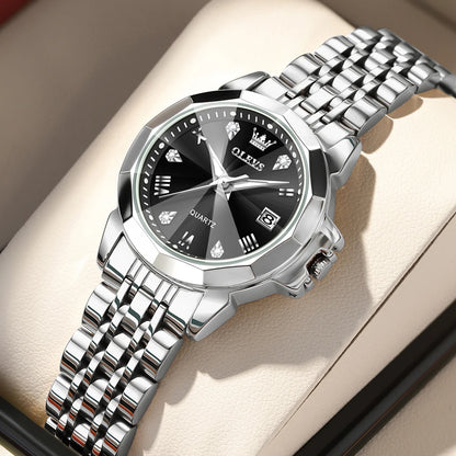 OLEVS Watch 9931X Ladies Perfume Watch Original Elegant Quartz Watch Waterproof Luminous Stainless Steel Date Set Watch Bracelet