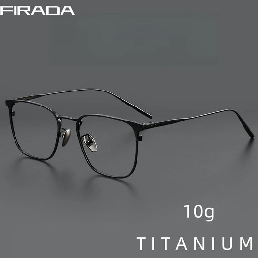 FIRADA Fashion Comfortable Square Eyeglasses Vintage Pure Titanium Eyewear Optical Prescription Glasses Frame For Men 30020-C