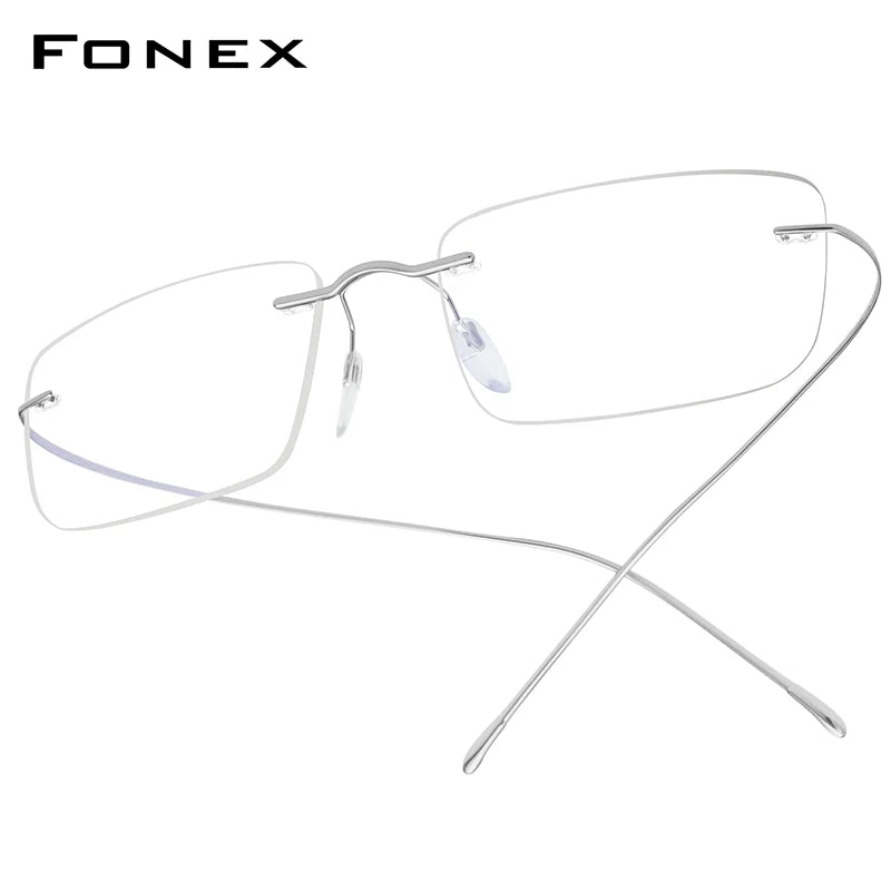 FONEX B Titanium Glasses Frame Men New Brand Design Rimless Square Eyeglasses Frameless Women Ultralight Japanese Eyewear 85634