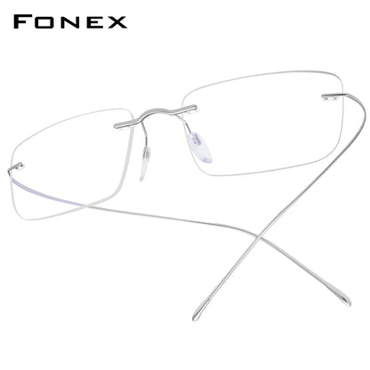 FONEX B Titanium Glasses Frame Men New Brand Design Rimless Square Eyeglasses Frameless Women Ultralight Japanese Eyewear 85634