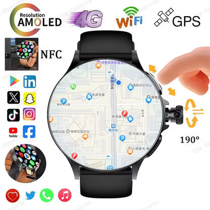 2025 New GT200 Smart Watch Men Women AMOLED Display 4G+32G GPS HD Camera Video Call NFC 4G SIM Card Smartwatch For Android IOS