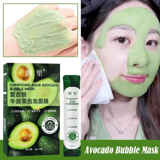 Avocado Bubble Mask, Clay Foam Face Mask for Deep Pore Cleansing, Hydrating & Brightening, Exfoliating Peel Off Mask