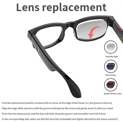 500W Camera Glasses Translate Smart Glasses Voice Call Music Sunglasses AI GPT Camera BT&WIFI Video Recording Anti-blue Light