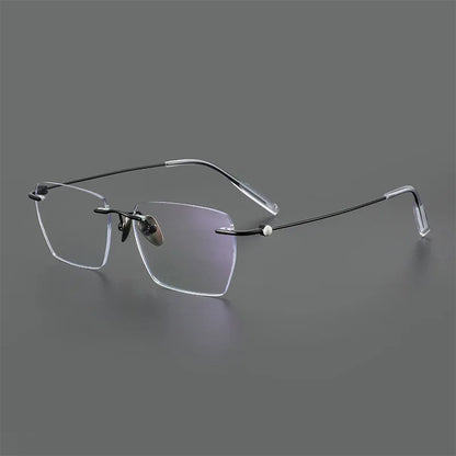 Fashion Rimless Business Eyewear Ultra Light Pure Titanium Spectacle Big Size Luxur Glasses Men Optical Prescription Eyeglasses