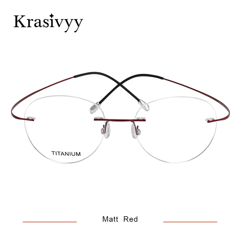 Krasivyy Round Rimless Glasses Frame Men Ultralight Myopia Prescription Eyeglasses Women Vintage Pure Titanium Optical  Eyewear