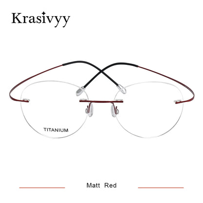 Krasivyy Round Rimless Glasses Frame Men Ultralight Myopia Prescription Eyeglasses Women Vintage Pure Titanium Optical  Eyewear